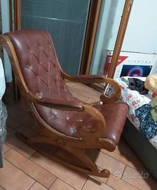 sedia a dondolo in vera pelle