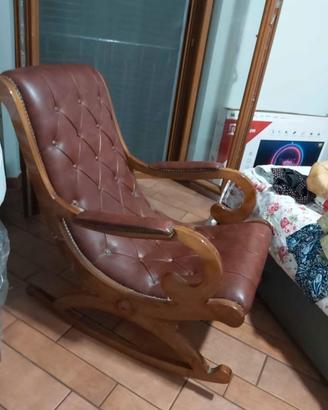 sedia a dondolo in vera pelle