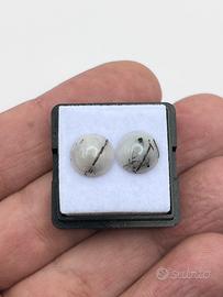 Coppia Cabochon quarzo rutile tourmalinato