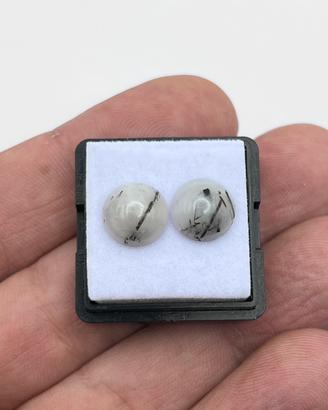 Coppia Cabochon quarzo rutile tourmalinato