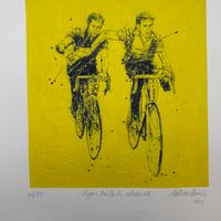 Incisione all acquaforte stampata a 2colori 30x30