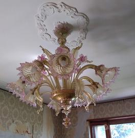 LAMPADARIO ARTIGIANALE IN VETRO DI MURANO