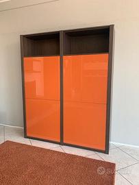 MOBILE LIBRERIA IN ROVERE GRIGIO, CON ANTE LACCATE