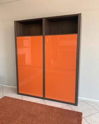 MOBILE LIBRERIA IN ROVERE GRIGIO, CON ANTE LACCATE