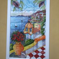 Paesaggio mattonelle maioliche decorati vietri lim