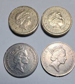 Lotto 4 Monete Regno Unito - Sterline  e Pence 