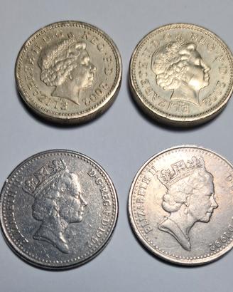 Lotto 4 Monete Regno Unito - Sterline  e Pence 