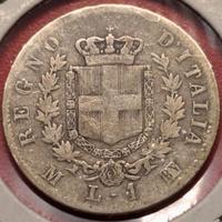 1 Lira Stemma 1863 m Regno d'Italia