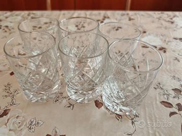 Set 6 bicchieri whisky amaro vetro lavorato rombi