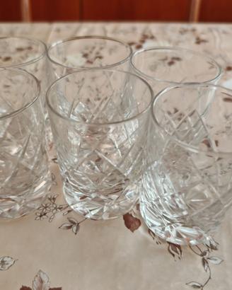 Set 6 bicchieri whisky amaro vetro lavorato rombi