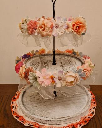 alzata in legno shabby chic