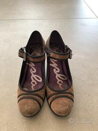 Scarpe con tacco basso marroni replay