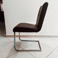 Sedia Effezeta in metallo e cuoio naturale nero