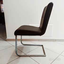 Sedia Effezeta in metallo e cuoio naturale nero