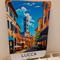 cartello in metallo vintage Lucca Italia