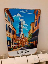 cartello in metallo vintage Lucca Italia