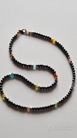 Collana uomo di ematite e cristalli