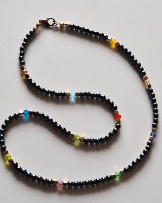 Collana uomo di ematite e cristalli