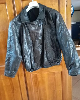 Bomber Vintage Vera Pelle Nera - 56 (XXL)  Italy