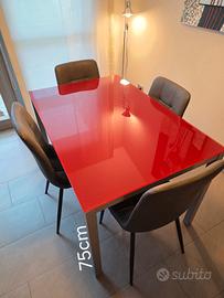 Tavolo Bontempi mod. Mago vetro rosso