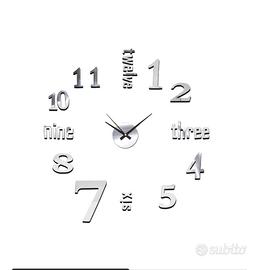 Orologio senza cornice adesivo argento 45cm