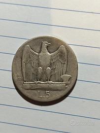 5 lire argento aquilino 1926 raro 