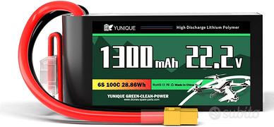 Batteria LiPo 22.2V 1300mAh 100C XT60 RC