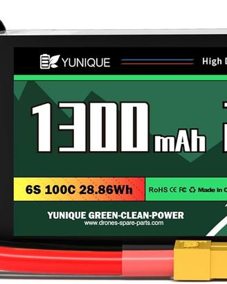 Batteria LiPo 22.2V 1300mAh 100C XT60 RC