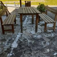 Tavolo e panche usati in legno di castagno