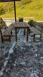 Tavolo e panche usati in legno di castagno