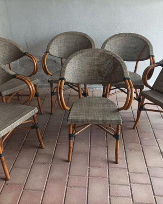 6 sedie da giardino in metallo + 4 sedute di ricam