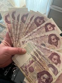 Lotto 15 banconote da 50000 lire