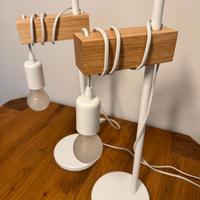 Coppia lampade da tavolo design in metallo e legno