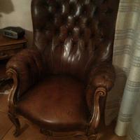 Poltrona Chesterfield Vintage in Vera Pelle