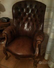 Poltrona Chesterfield Vintage in Vera Pelle