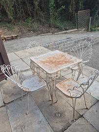 Tavolo da giardino in ferro battuto con 4 sedie ab