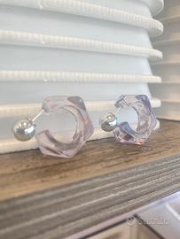 Orecchini Forma C Irregolabili Geometrici Grigi