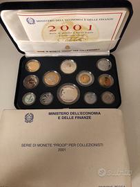 Italia divisionale monete 2001 proof con ag