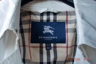 Trench Burberry originale, bianco, nylon, tg M