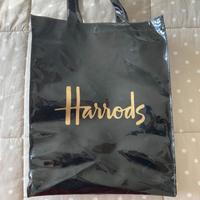 Shopper Harrods nera con scritta color oro