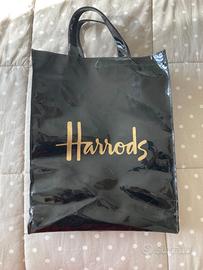 Shopper Harrods nera con scritta color oro