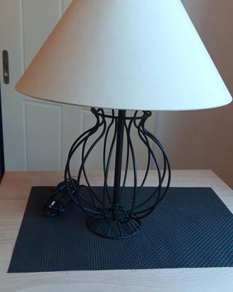 Lampada Abat Jour in Ferro Battuto Nero