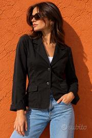 Blazer Nero Donna Vintage Dressing L 44 Giacca
