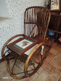 seggiola dondolo in vimini