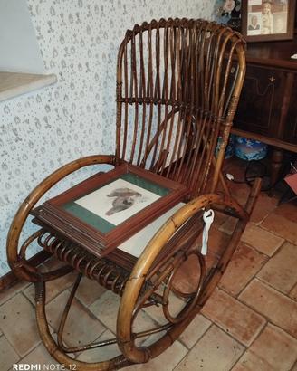 seggiola dondolo in vimini