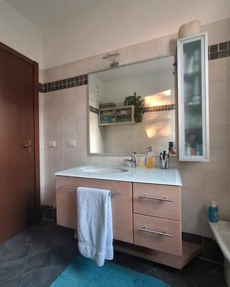 Bagno mobile con specchio e lavabo