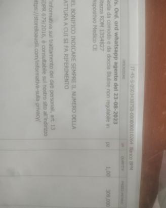 Sedia da comodo dispositivo medico