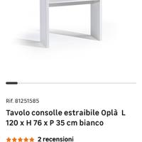 Tavolo consolle estraibile