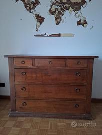 Set cassettiera e coppia comodini antichi legno ma
