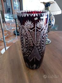 Vaso Vintage in Cristallo di Boemia Rosso Rubino
